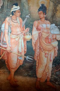 Mural en las paredes del templo de Kelaniya en Kelaniya Vihara, uno de los sitios budistas más sagrados a unas seis millas de la capital Colombo de Sri Lanka. 7 de enero de 2010. de Unknown